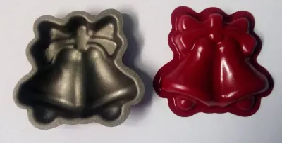Teflonové formičky Dvojzvonek s mašlí 6 cm, 10 ks