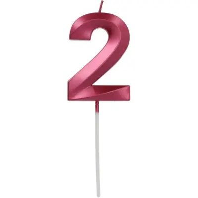 Dortová svíčka číslo 2 Glamour Red 7 cm – Folat