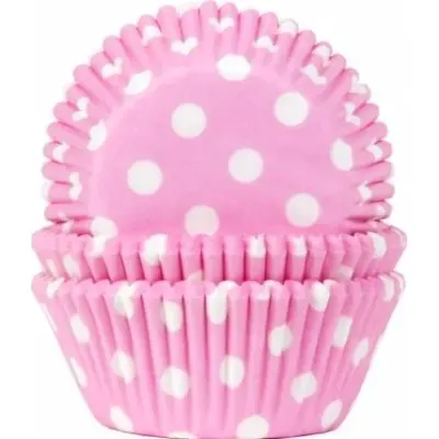 Košíčky na muffiny růžové s bílými puntíky 50 ks – House of Marie
