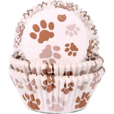 Košíčky na muffiny hnědé tlapky 50x33 mm, 50 ks – House of Marie