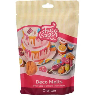 Rozpustná poleva v peckách oranžová 250 g – FunCakes