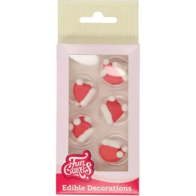Cukrové vánoční zdobení Santovy čepičky 12 ks – FunCakes