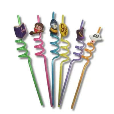 Plastová barevná brčka spirálová Harry Potter 27 cm – 4 ks
