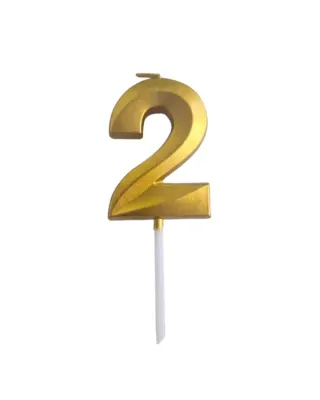Dortová svíčka číslo 2 s motivem zlatá 4,7 cm