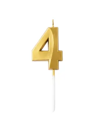 Dortová svíčka číslo 4 zlatá s elegantním motivem, 4,7 cm
