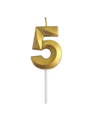 Narozeninová svíčka číslo 5 s elegantním motivem zlatá 4,7 cm