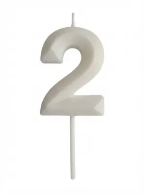 Dortová svíčka s elegantním motivem číslo 2 bílá 4,7 cm