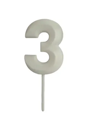 Dortová svíčka s elegantním motivem číslo 3 bílá 4,7 cm