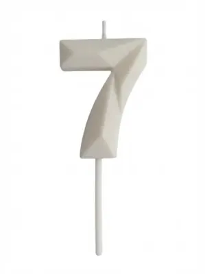 Dortová svíčka číslo 7 s elegantním motivem bílá 4,7 cm