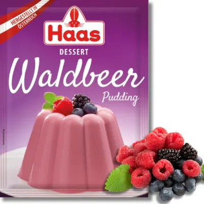 Puding s příchutí lesních plodů 37 g – HAAS