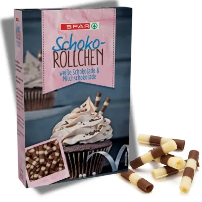 Čokoládové trubičky rolované pruhované 80g – SPAR