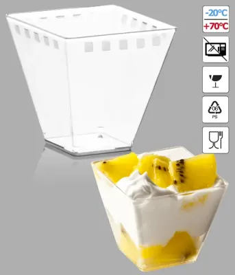 Pohárek PET Cubino na dezerty 150 ml, 6,5 × 6,5 cm, 50 ks