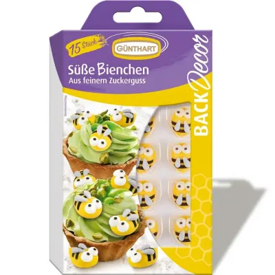 Cukrová dekorace včeličky na dort a cupcakes 15 ks – Gunthart