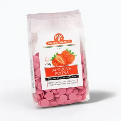 Jahodová cukrářská poleva v discích 250 g – Master Martini