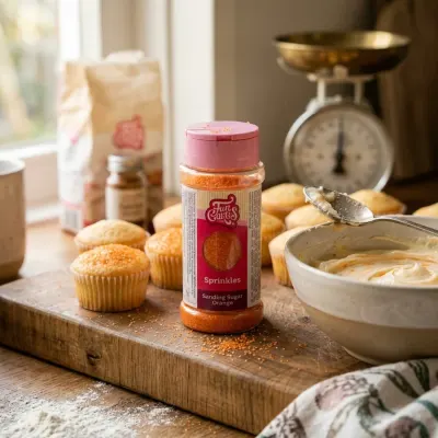 Dekorační cukr Sanding Sugar třpytivý oranžový 80 g – FunCakes