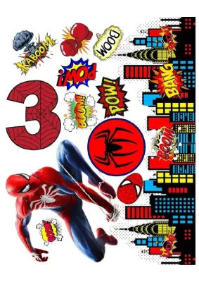 Spiderman s číslem 1-9 dle výběru – jedlý papír na hranatý dort