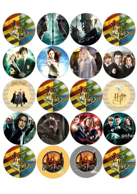 Harry Potter – kolečka s postavami – jedlý papír na hranatý dort