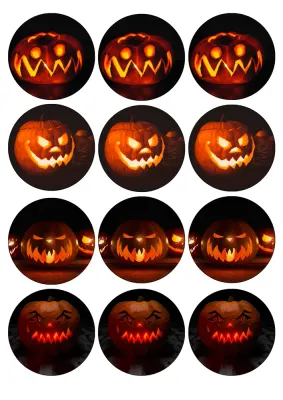 Halloween – svítící dýně na muffiny – jedlý papír na hranatý dort