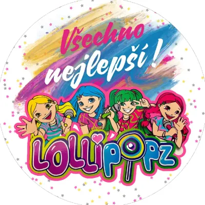 Lollipopz Vše nejlepší jedlý papír na dort i cupcakes – kreslené s nápisem – jedlý papír na cupcakes