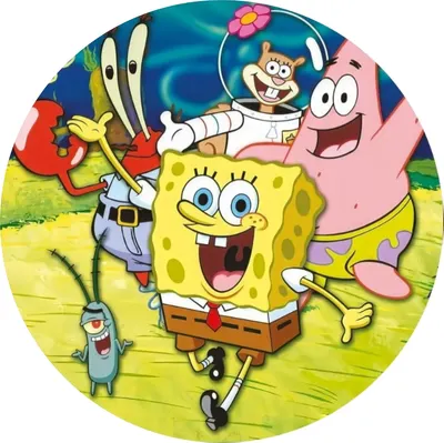 Spongebob – kamarádi v běhu – jedlý obrázek na dort