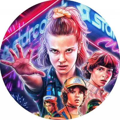 Stranger Things – Eleven v neonech – jedlý obrázek na dort
