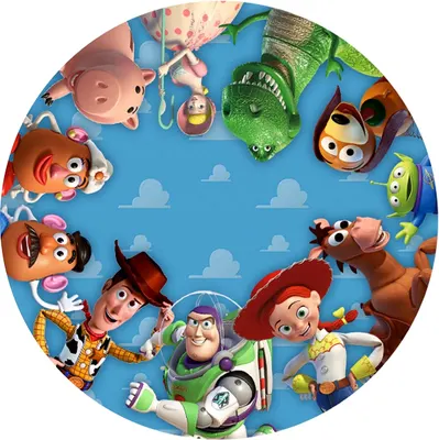 Toy Story – Příběh Hraček – kruh postaviček – jedlý obrázek na dort
