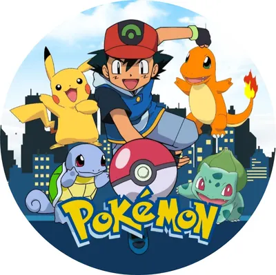 Pokémon – Ash ve městě s logem – jedlý obrázek na dort