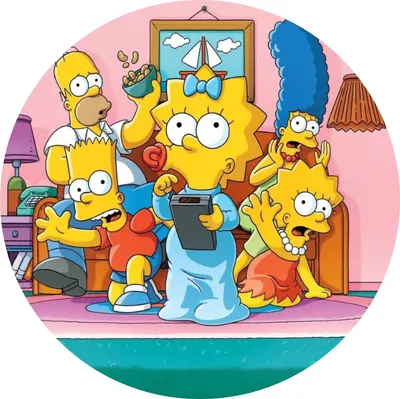 Simpsonovi – rodinka na gauči – jedlý obrázek na dort