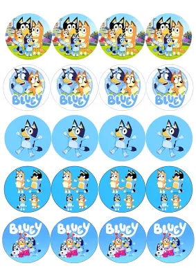 Bluey – kolečka na muffiny s rodinkou – jedlý papír na hranatý dort