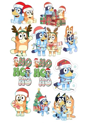 Bluey – Vánoce s rodinou Heelerových – jedlý papír na hranatý dort