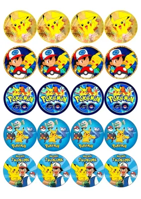 Pokémon – Pikachu a Ash na muffiny a cupcakes – jedlý papír na cupcakes