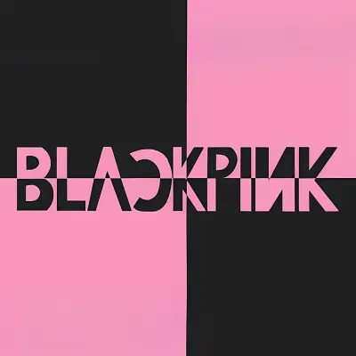 Blackpink – logo v růžovo-černých čtvercích – jedlý obrázek na dort