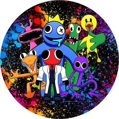 Rainbow Friends – parta příšerek s vědcem Redem – jedlý obrázek na dort