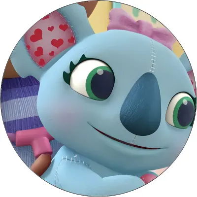 Plyšová koala – modrá koala s růžovou mašlí a srdíčky – jedlý obrázek na dort