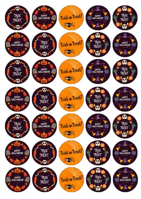 Halloween – kolečka Trick or Treat a dýně – jedlý papír na hranatý dort