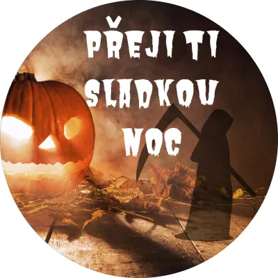 Halloween – Dýně a smrtka Přeji ti sladkou noc – jedlý obrázek na dort