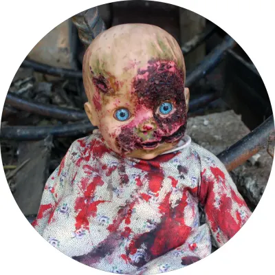 Horor – strašidelná panenka zombie – jedlý obrázek na dort