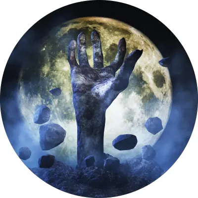 Halloween – Zombie ruka za úplňku – jedlý obrázek na dort
