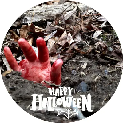 Halloween – krvavá ruka ze země – jedlý obrázek na dort
