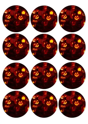 Halloween – svítící vyřezávané dýně – jedlý papír na hranatý dort