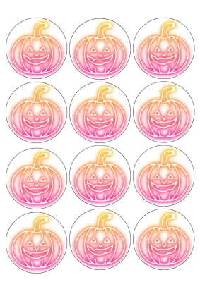 Halloween – neonové růžové dýně na muffiny – jedlý papír na hranatý dort