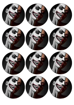 Halloween – Strašidelný make-up ženy na muffiny – jedlý papír na hranatý dort