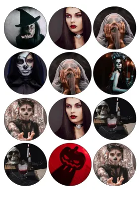 Halloween – strašidelné portréty a lebky na muffiny – jedlý papír na hranatý dort