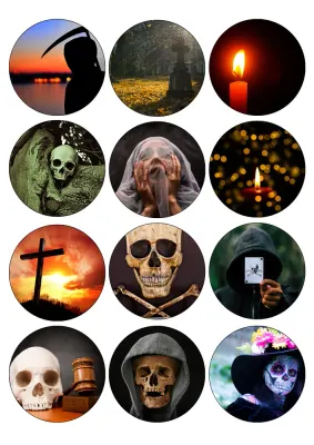 Horor a Halloween – lebky, smrtka a hřbitov – jedlý papír na hranatý dort