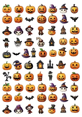 Halloween – dýně, duchové a netopýři na muffiny – jedlý papír na hranatý dort