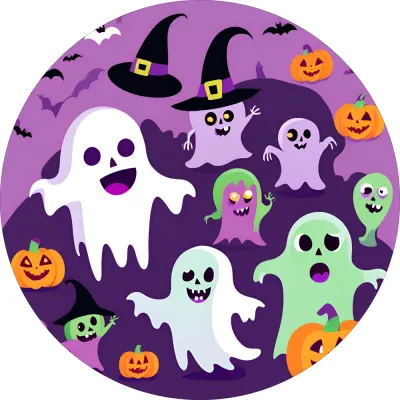 Halloween – Veselá strašidla a dýně – jedlý obrázek na dort