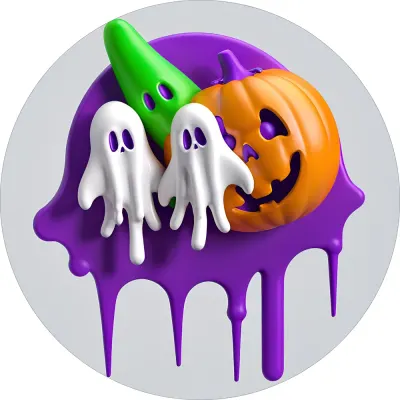 Halloween – Dýně a strašidýlka ve fialové kapce – jedlý obrázek na dort