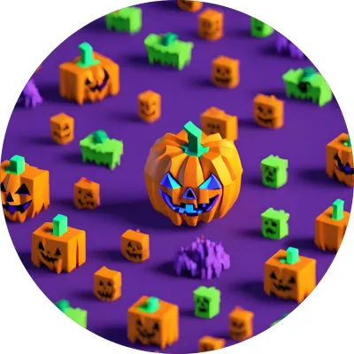 Halloween – Kostičkované dýně na fialovém pozadí – jedlý obrázek na dort