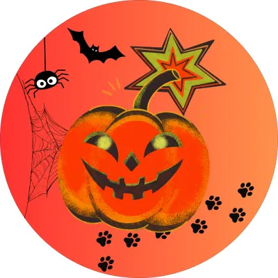 Halloween – Dýně s netopýrem a pavoukem – jedlý obrázek na dort