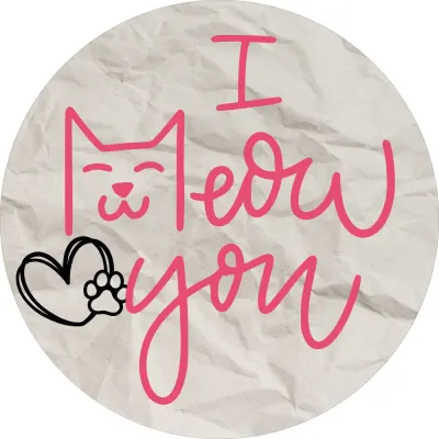 Kočička – I meow you s tlapkou a srdíčkem – jedlý obrázek na dort